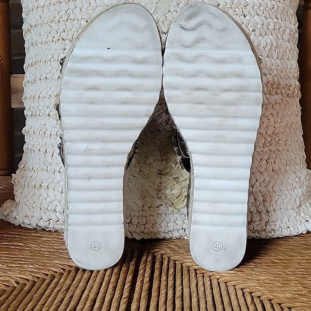Sergio Todzi, jeweled pearl, espadrille, platform, wedge, size 40EU 9.5 US